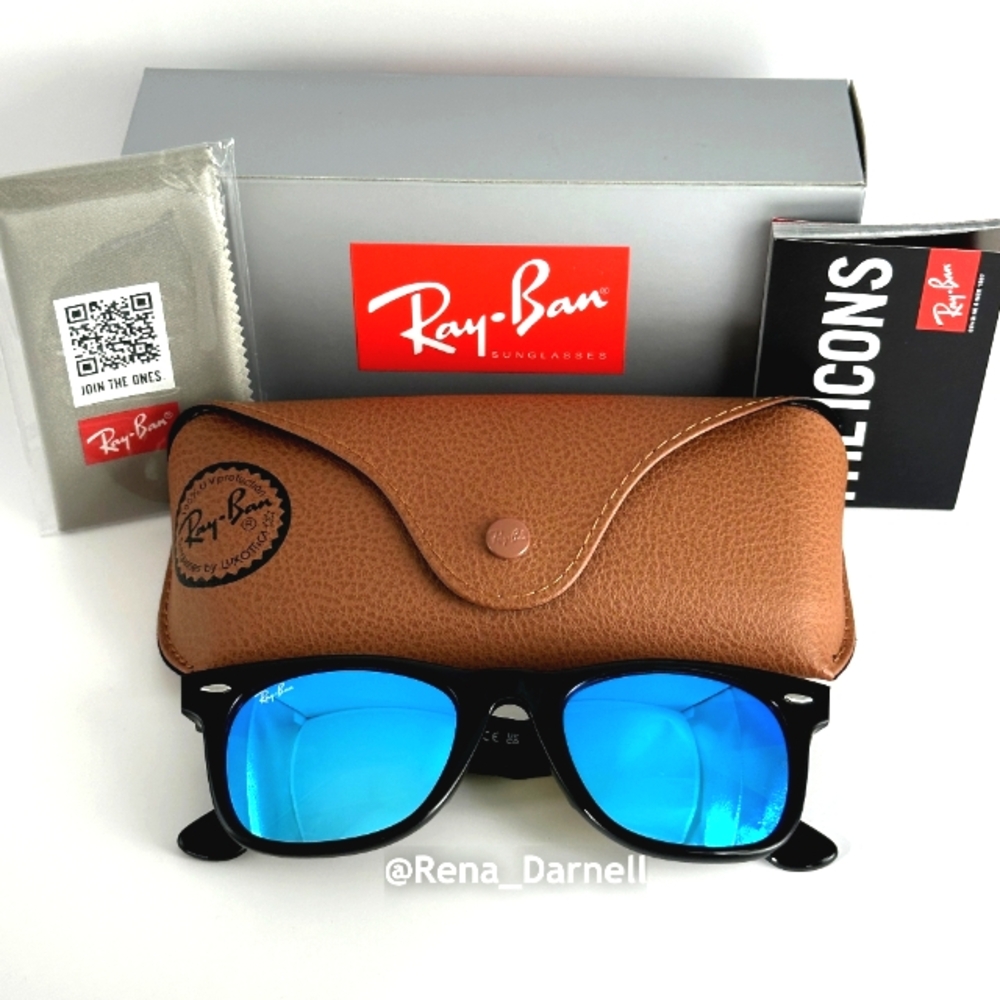 (FREE SHIPPING) RayBan Wayfarer Blue Mirror RB2140 New - Picture 12 of 16